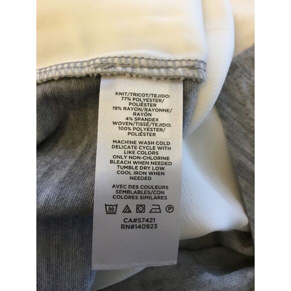 LOFT White Colorblock V-Neck Mixed Media Top - Picture 8 of 8